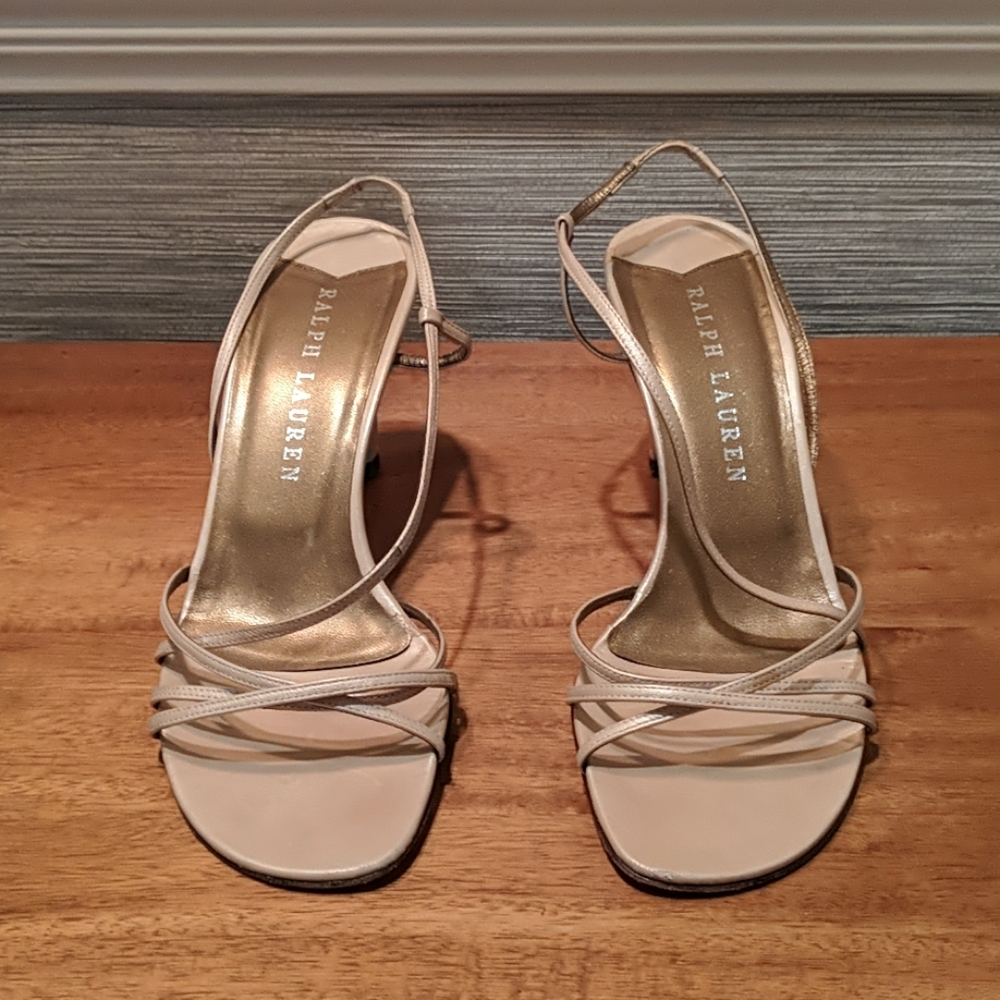 Ralph Lauren cream colored strappy heels